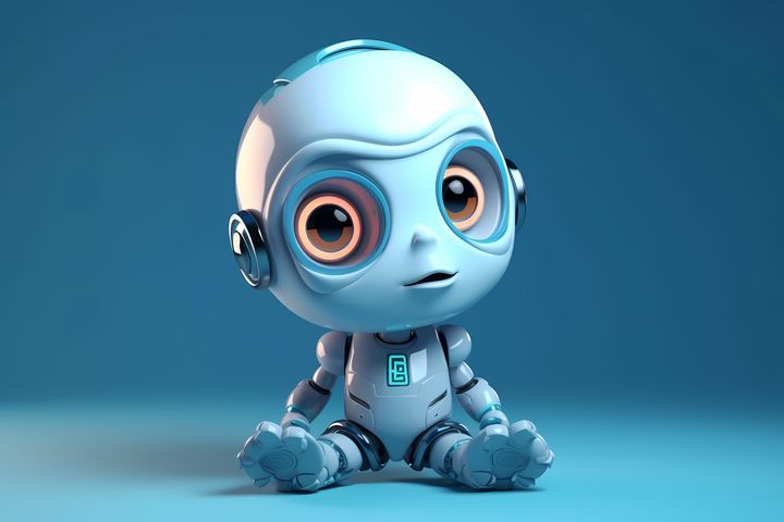 A cute articial intelligence as a cartoon character